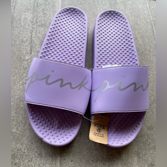 NEW Medium VS PINK Slides in purple Script Logo - Picture 2 of 4